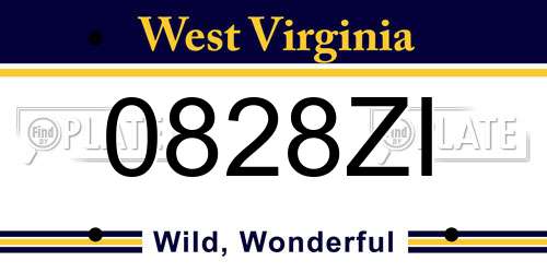 0828ZI West Virginia License Plate