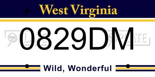 0829DM West Virginia License Plate