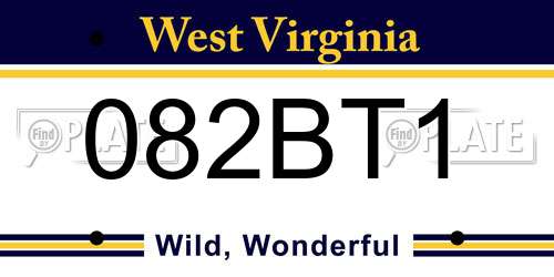 082BT1 West Virginia License Plate