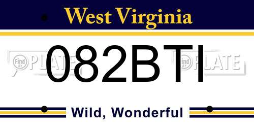 082BTI West Virginia License Plate