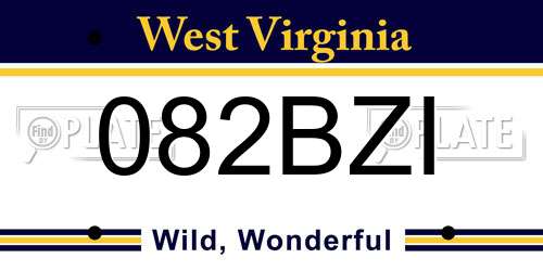 082BZI West Virginia License Plate