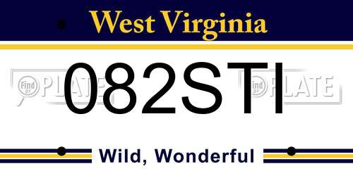 082STI West Virginia License Plate