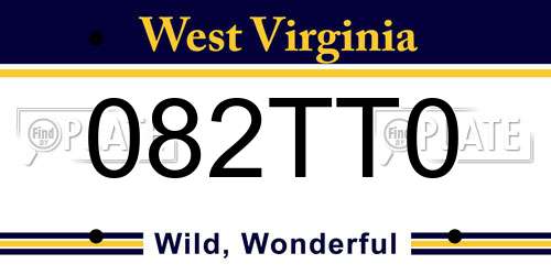 082TT0 West Virginia License Plate