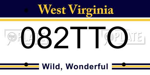082TTO West Virginia License Plate