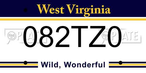 082TZ0 West Virginia License Plate
