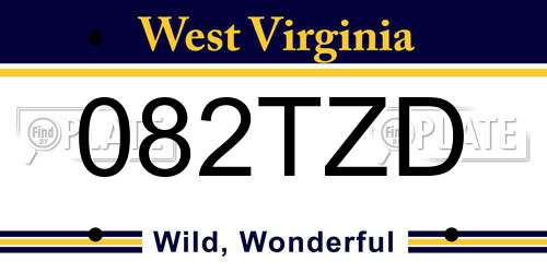 082TZD West Virginia License Plate