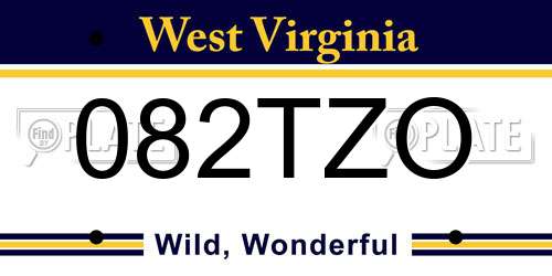 082TZO West Virginia License Plate
