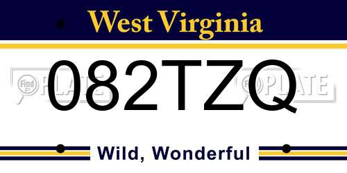 082TZQ West Virginia License Plate