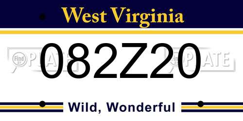 082Z20 West Virginia License Plate