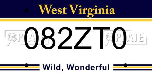 082ZT0 West Virginia License Plate