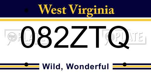 082ZTQ West Virginia License Plate