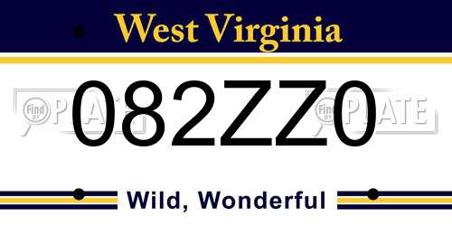 082ZZ0 West Virginia License Plate