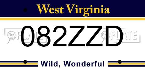082ZZD West Virginia License Plate