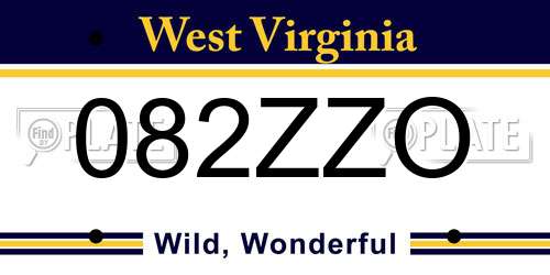 082ZZO West Virginia License Plate