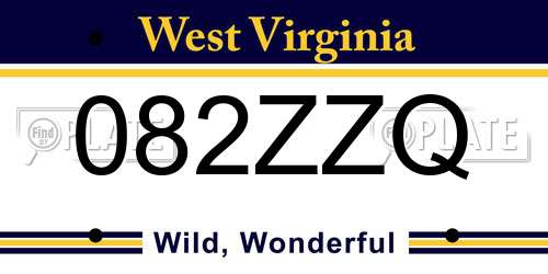 082ZZQ West Virginia License Plate
