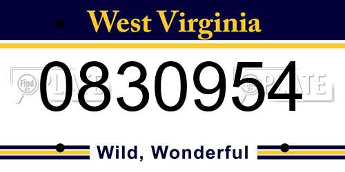 0830954 West Virginia License Plate