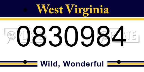 0830984 West Virginia License Plate