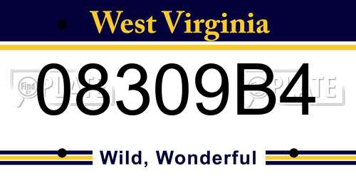 08309B4 West Virginia License Plate