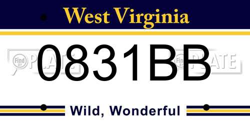 0831BB West Virginia License Plate