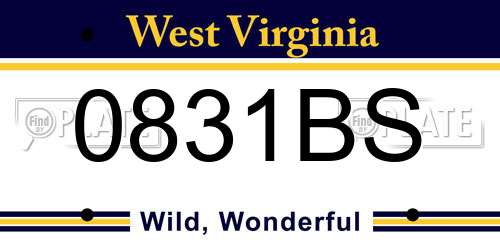 0831BS West Virginia License Plate
