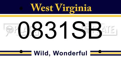 0831SB West Virginia License Plate