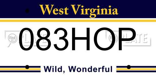 083HOP West Virginia License Plate