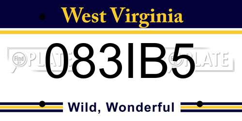 083IB5 West Virginia License Plate
