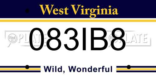 083IB8 West Virginia License Plate