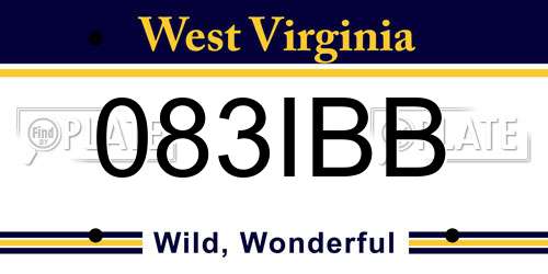 083IBB West Virginia License Plate