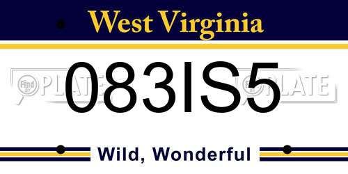 083IS5 West Virginia License Plate