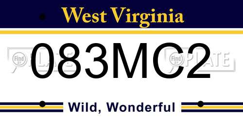 083MC2 West Virginia License Plate