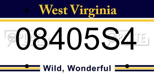 08405S4 West Virginia License Plate