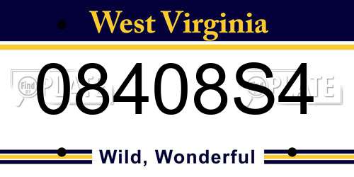 08408S4 West Virginia License Plate