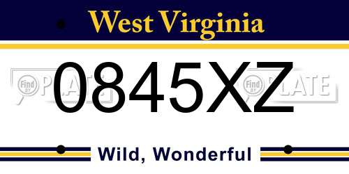 0845XZ West Virginia License Plate