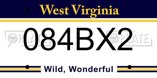 084BX2 West Virginia License Plate