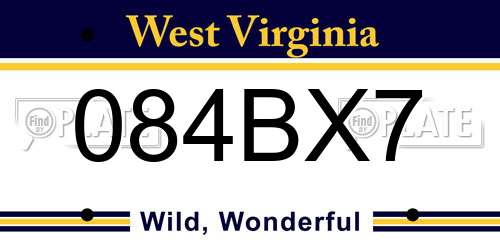 084BX7 West Virginia License Plate