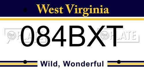 084BXT West Virginia License Plate
