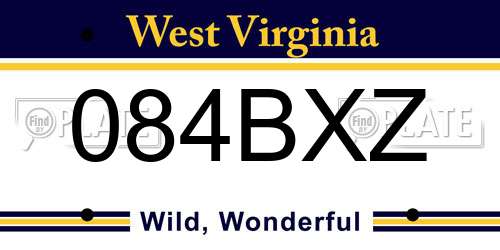 084BXZ West Virginia License Plate