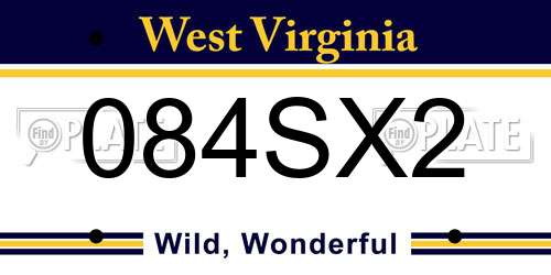 084SX2 West Virginia License Plate