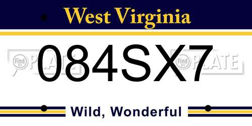084SX7 West Virginia License Plate