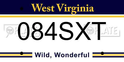 084SXT West Virginia License Plate