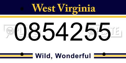 0854255 West Virginia License Plate