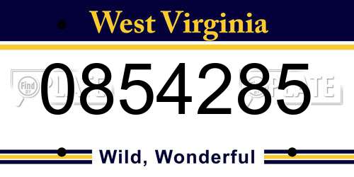 0854285 West Virginia License Plate