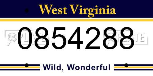 0854288 West Virginia License Plate