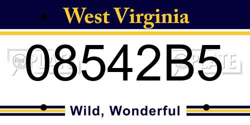08542B5 West Virginia License Plate