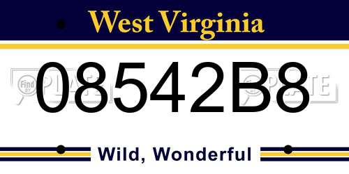 08542B8 West Virginia License Plate