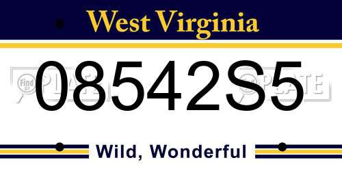 08542S5 West Virginia License Plate