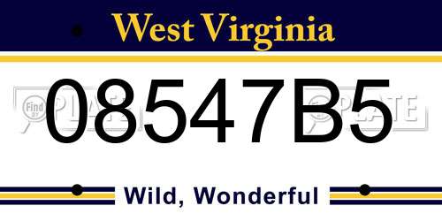 08547B5 West Virginia License Plate