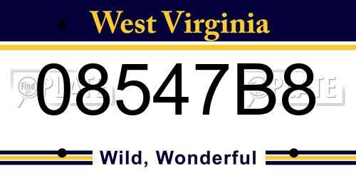 08547B8 West Virginia License Plate