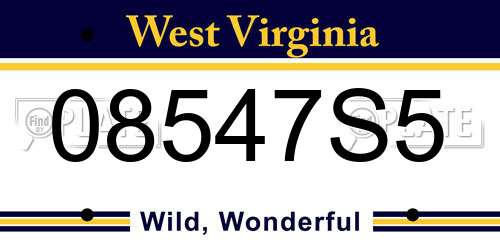 08547S5 West Virginia License Plate
